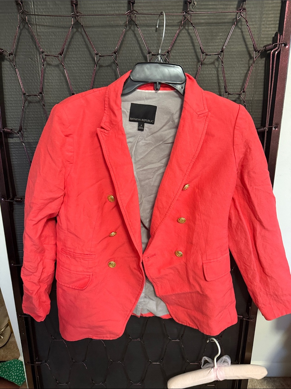 Banana Republic Women's Coral-Red Double-Breasted Blazer